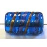 glaskraal ton 18x11mm capri/blauw/goudstreep 5st