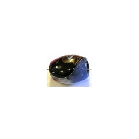 glaskraal 15x13mm bruin/blauw millifiory p.st