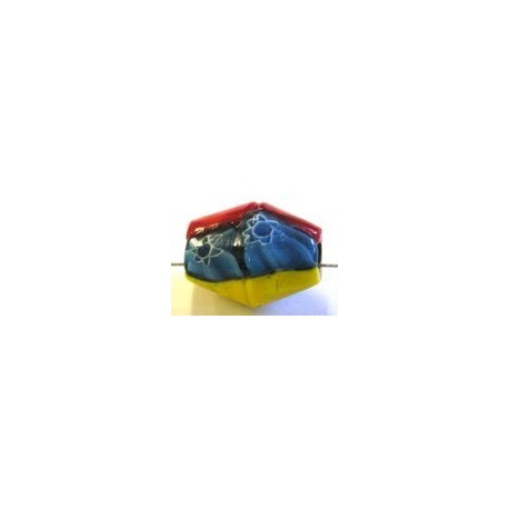 glaskraal 19x15mm rood/geel/blauw millifiory p.st