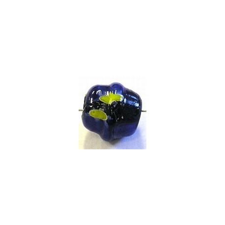 glaskraal 12x12mm geel/blauw 5st