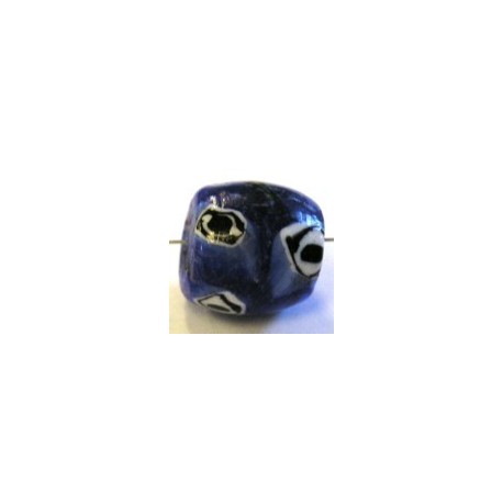 glaskraal 18x18mm blauw/blauw millifiory p.st