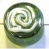 glaskraal. plat met krul13x10mm groen/wit p5st