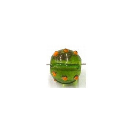 glaskraal rond 11mm bewerkt groen 5st.
