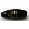 glaskraal ovaal 25x10mm zwart/ goudstreep per 5