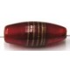 glaskraal ovaal 25x10mm rood/ goudstreep per 5 UL