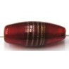glaskraal ovaal 25x10mm rood/ goudstreep per 5 UL
