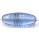 glaskraal ovaal 25x10mm blauw/goudstreep per 5