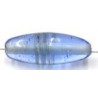glaskraal ovaal 25x10mm blauw/goudstreep per 5