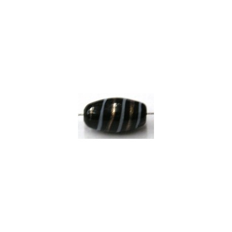 glaskr. ovaal 17x10mm zwart/goudwitte strepen 5st