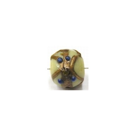 glaskraal rond12mm bewerkt beige p.st