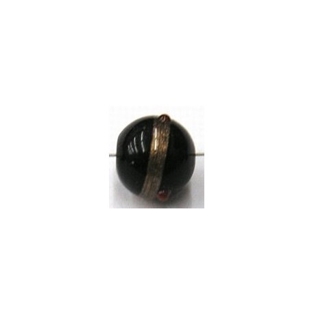 glaskraal rond12mm bewerkt zwart p.st