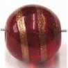 glaskraal rond 11mm rood/goudstreep 5st