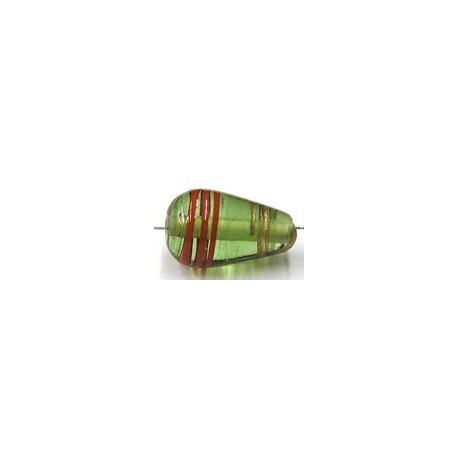 glaskr. druppel 20x12mm groen.rode streep p.st
