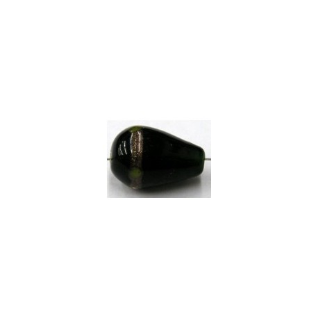 glaskr. druppel 20x13mm groen/goudstreep p.st