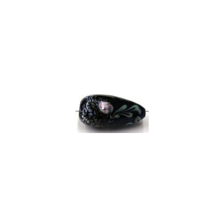 glaskr. druppel 29x15mm blauw bewerkt per st.