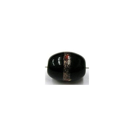 glaskraal ovaal 18x14mm zwart goudband stippen p.s