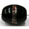glaskraal ovaal 18x14mm zwart goudband stippen p.s