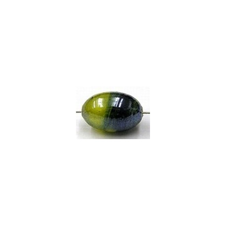 glaskraal ovaal 13x9mm antraciet/groen 5st