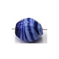 glaskraal ovaal 13x10mm licht/d.blauw gestreept 5s