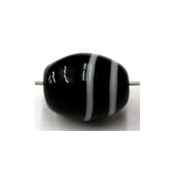 glaskraal ovaal 12x10mm zwart/witte band 5st