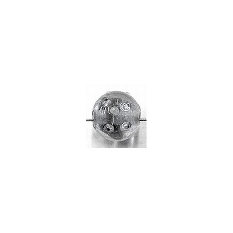 glaskraal rond 8mm transp/zwarte kern/witte 5st