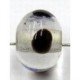 glaskraal rond 8mm tr. zwarte stippen 5st.