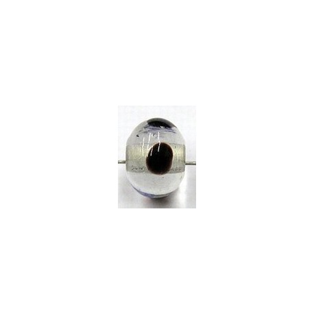 glaskraal rond 8mm tr. zwarte stippen 5st.