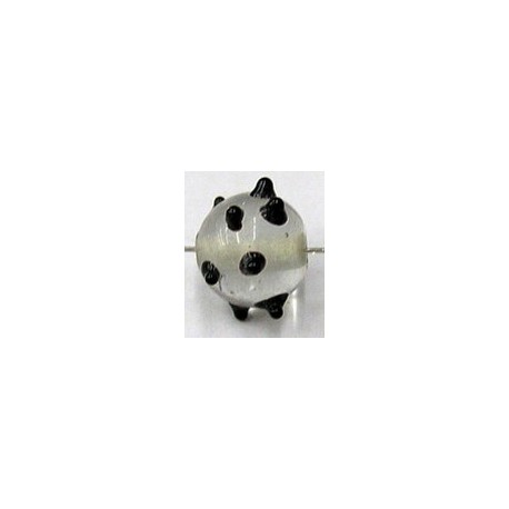 glaskraal rond 8mm tr. zwarte pukkels 5st
