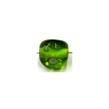 glaskr. driehoek 10x11mm groen/roosjes 5st