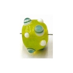 glaskraal pukkels 11mm geel aqua/witte ogen 5st
