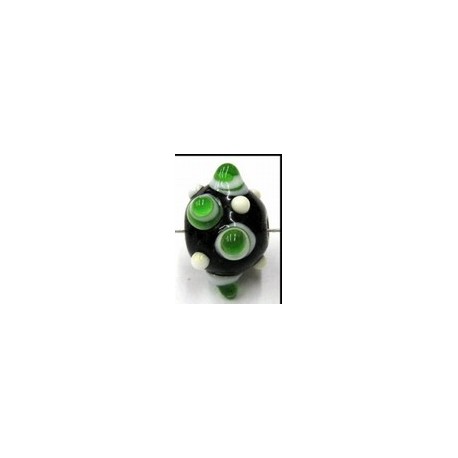 glaskraal pukkels 13mm zwart groen/witte ogen 5st