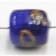 glaskraal ton 10x9mm blauw goud 25st.