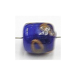 glaskraal ton 10x9mm blauw goud 25st.