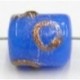 glaskraal ton 10x9mm middenblauw goud 25st.