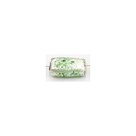 glaskr.22x12x8mm silverfoil groene spikkels 2st