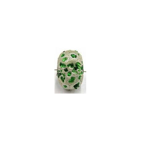 glaskr. 13x15mm silverfoil groene spikkel p.st
