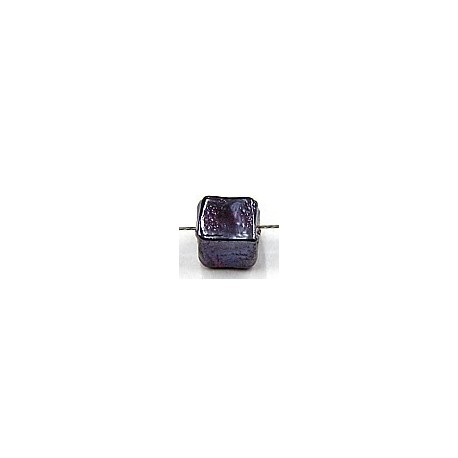 glaskraal blokje 6x6mm d.rood gelusterd 50st