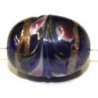Glaskraal ca17mm ovaal blauw met bloemen 10st