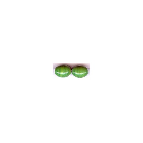 Glaskraal ca12mm ovaal groen/witte strepen 25st