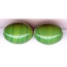 Glaskraal ca12mm ovaal groen/witte strepen 25st