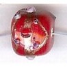 Glaskraal blokje 11mm rood/goud 10st