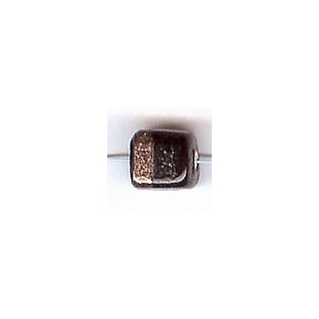 Glaskraal blokje 10x8mm zwart/goud 25st