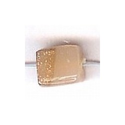 Glaskraal blokje 10x8mm zalm/goud 25st