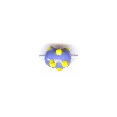Glaskraal ovaal 11mm spikkels blauw/geel 25st