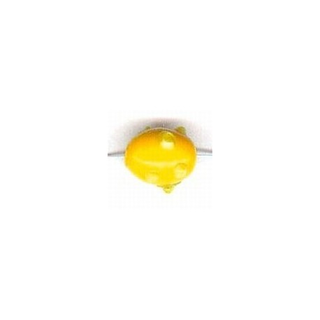 Glaskraal ovaal 11mm spikkels geel/groen 25st