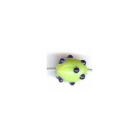 Glaskraal ovaal 11mm spikkels groen/blauw 25st