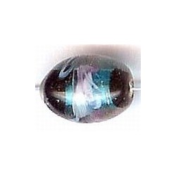 Glaskraal ovaal 14mm blauw/zwart 15st