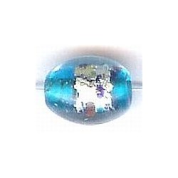 Glaskraal ovaal 14mm lichtblauw silverfoil 15st