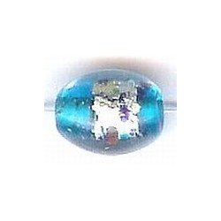 Glaskraal ovaal 14mm lichtblauw silverfoil 15st