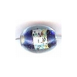Glaskraal ovaal 14mm blauw silverfoil 15st
